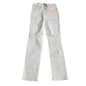 Joyfolie Clancy denim White Distressed Straight-Leg Jeans Size 24 white new‎